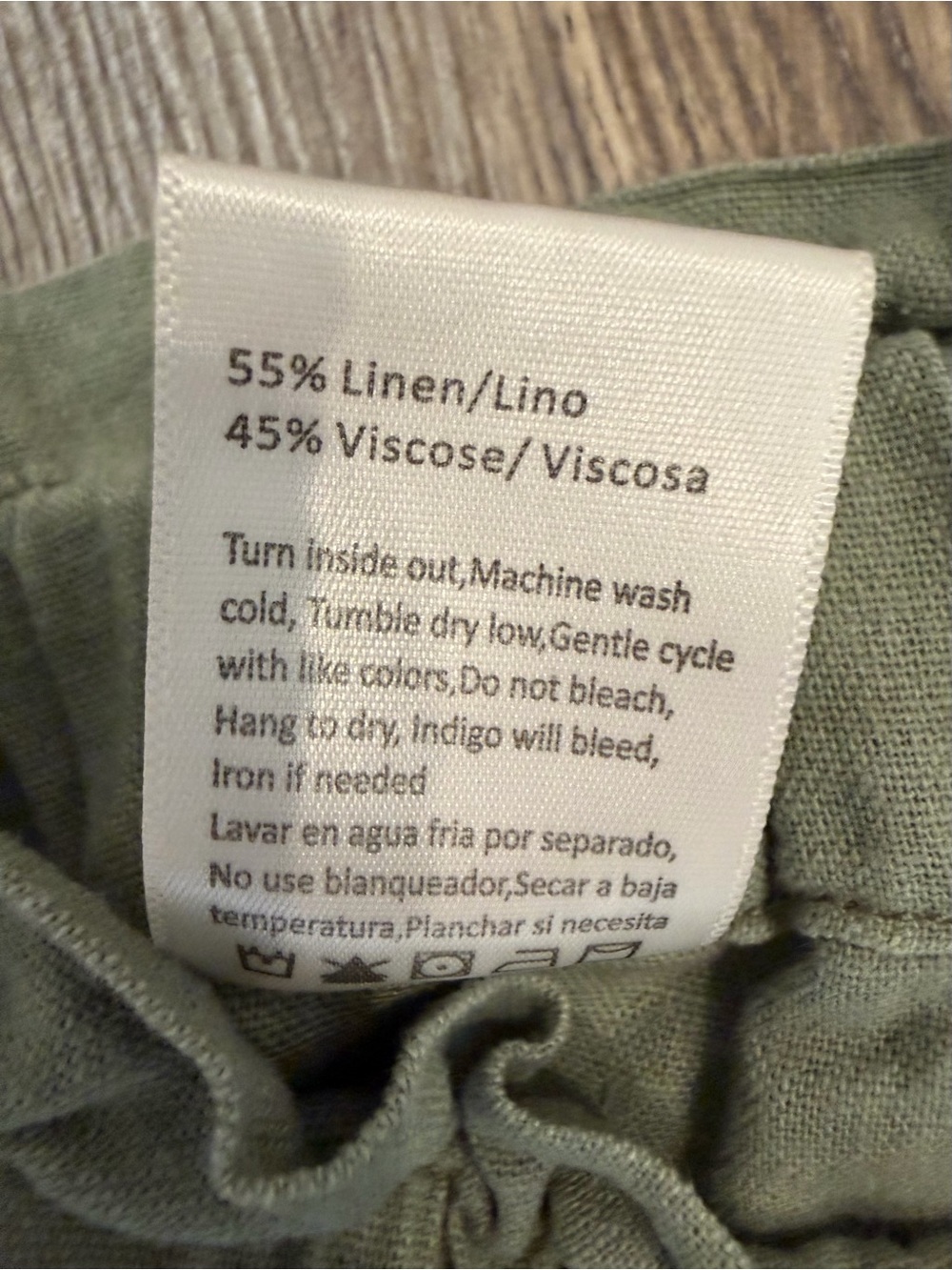 Risen Linen Blend Light Oilive Green Paperbag Drawstring Pants Size Large - Picture 11 of 11